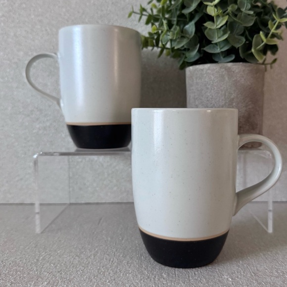 Crate&Barrel Other - VTG Crate & Barrel Terra Mugs Set of 2 Tan Bands Speckled Stoneware Japan RARE